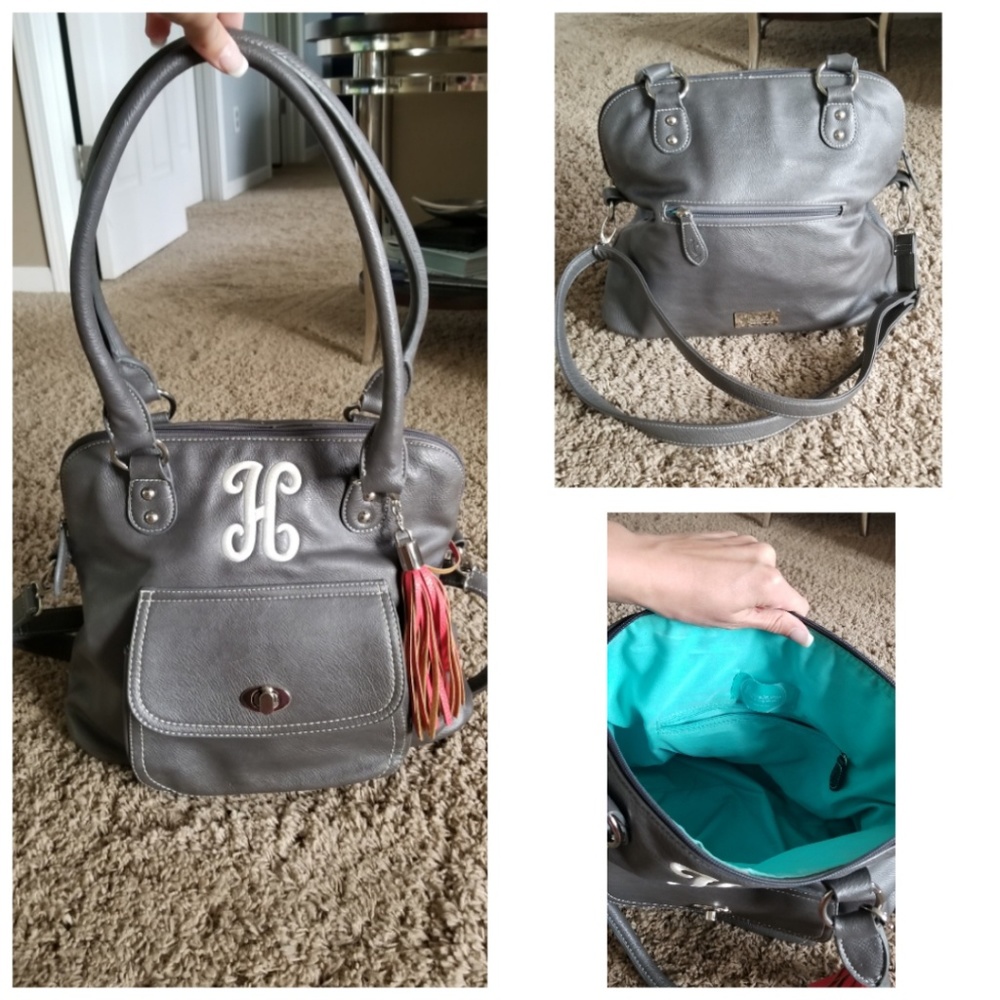 Initials Inc bag with H initial and tassel